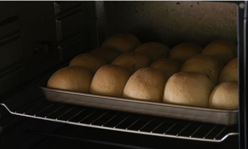 Brown Breads are in oven for the process of baking.